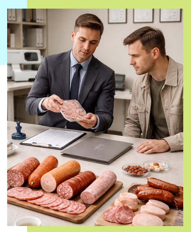 Сертификация колбасных изделий в Добрянке от 7577 р. | Алешин-Дбр